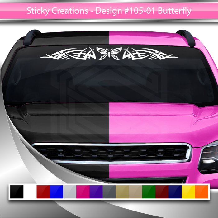 #105 BUTTERFLY Decal Sticker Windshield Window Vinyl Graphic Banner Tribal Spikes Design 36"x4.25"+