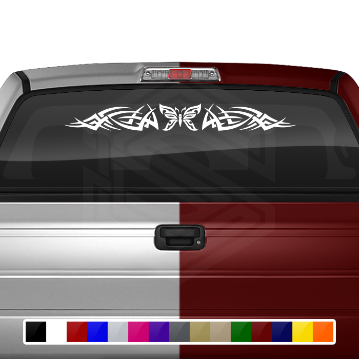 #105 BUTTERFLY Decal Sticker Windshield Window Vinyl Graphic Banner Tribal Spikes Design 36"x4.25"+
