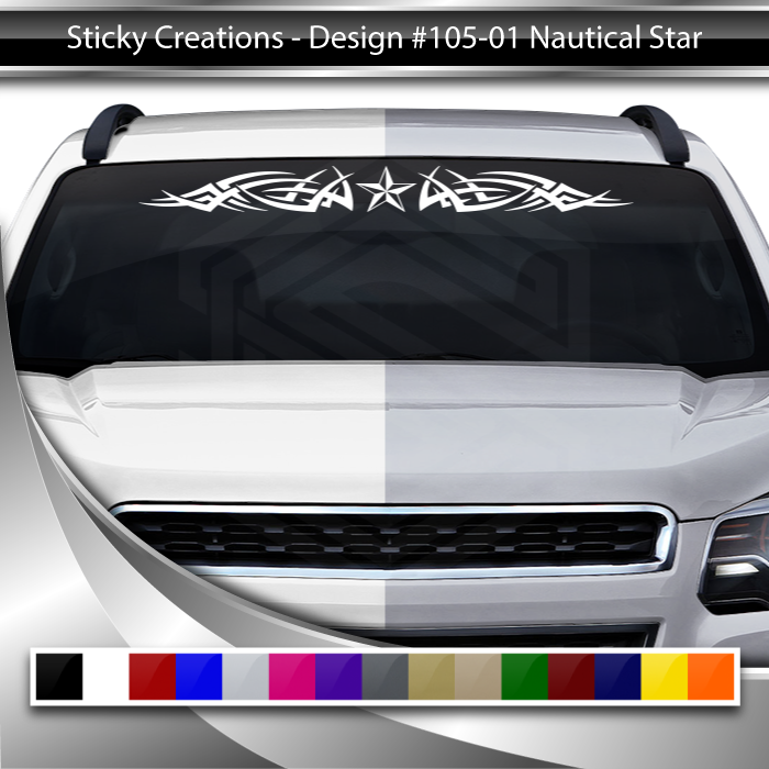 #105 NAUTICAL STAR Decal Sticker Windshield Window Vinyl Graphic Banner Decoration Tribal Spikes Design 36"x4.25"+