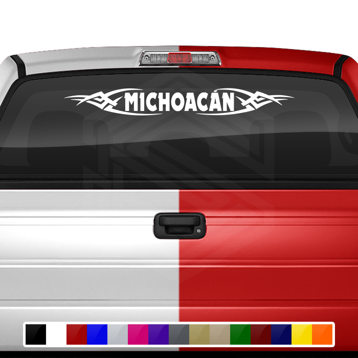 #106 MICHOACÁN MICH Mexico Decal Sticker Windshield Window Vinyl Graphic Banner Decoration Tribal Accent Design 36"x4.25"+