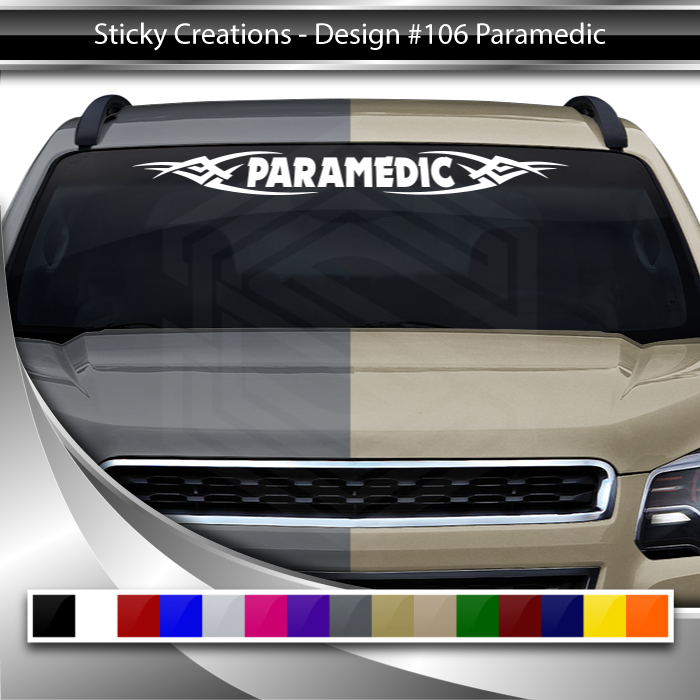 #106 PARAMEDIC Decal Sticker Windshield Window Vinyl Graphic Banner Decoration Tribal Accent Design 36"x4.25"+