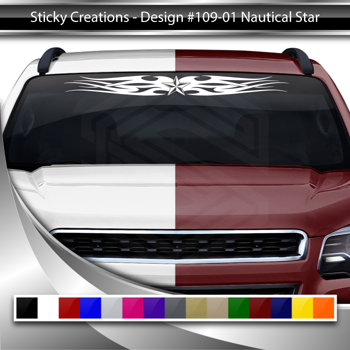 #109 NAUTICAL STAR Decal Sticker Windshield Window Vinyl Graphic Banner Decoration Tribal Flame Design 36"x4.25"+