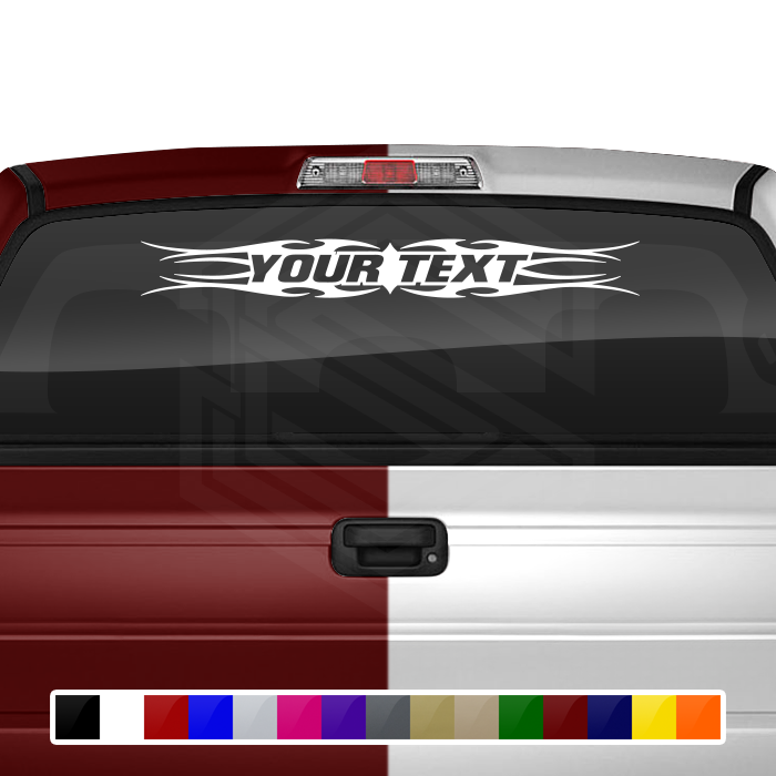 #113 Custom Text Personalized Decal Sticker Windshield Window Vinyl Graphic Banner Decoration Tribal Flame Design 36"x4.25"+
