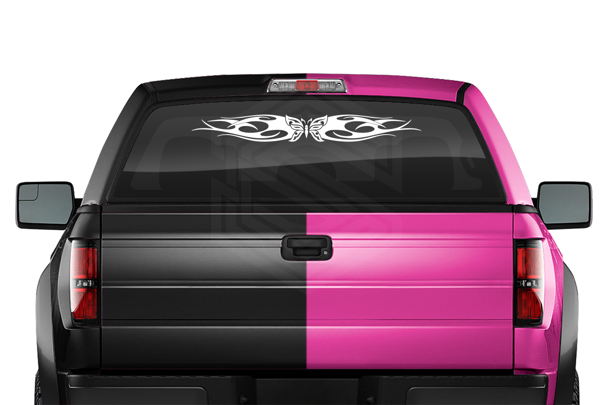 #115 BUTTERFLY Decal Sticker Windshield Window Vinyl Graphic Banner Tribal Flame Design 36"x4.25"+