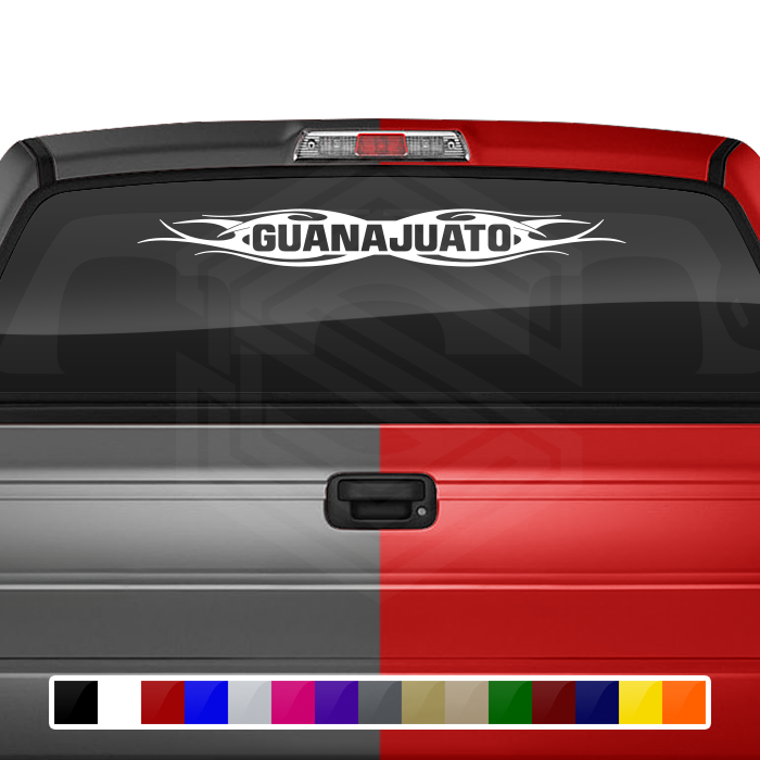 #115 GUANAJUATO GTO Mexico Decal Sticker Windshield Window Vinyl Graphic Banner Decoration Tribal Flame Design 36"x4.25"+