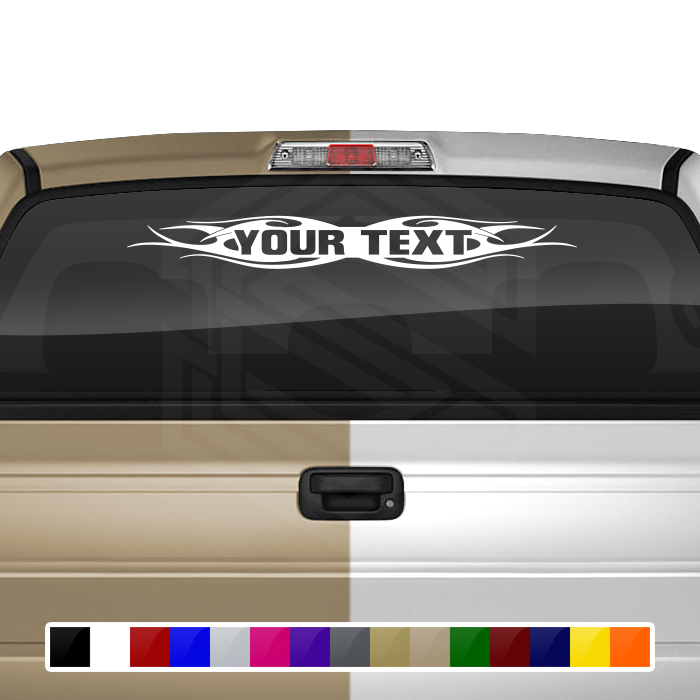 #115 Custom Text Personalized Decal Sticker Windshield Window Vinyl Graphic Banner Decoration Tribal Flame Design 36"x4.25"+