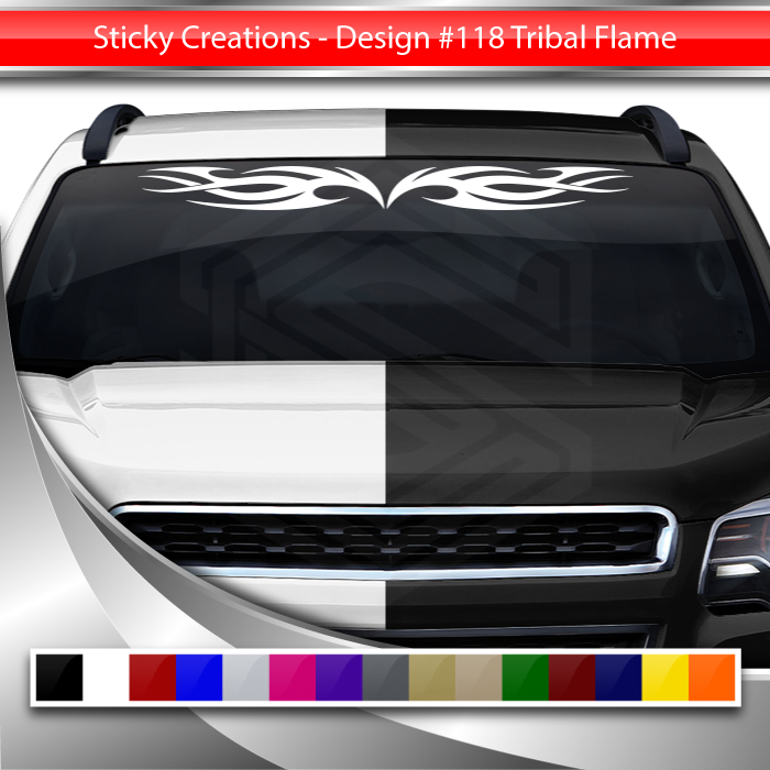 Design #118 Tribal Flame Decal Sticker Windshield Window Vinyl Graphic Banner Decoration 36"x4.25"+