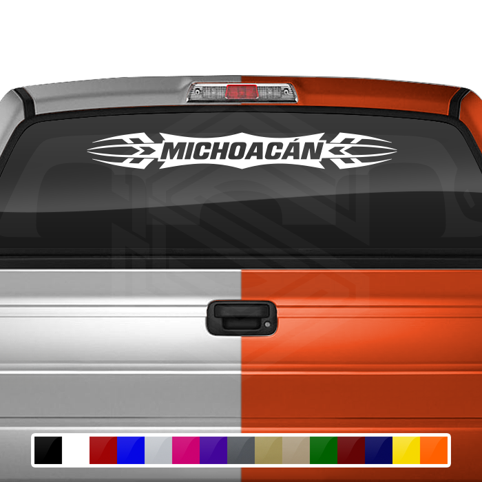 #120 MICHOACÁN MICH Mexico Decal Sticker Windshield Window Vinyl Graphic Banner Decoration Tribal Accent Design 36"x4.25"+