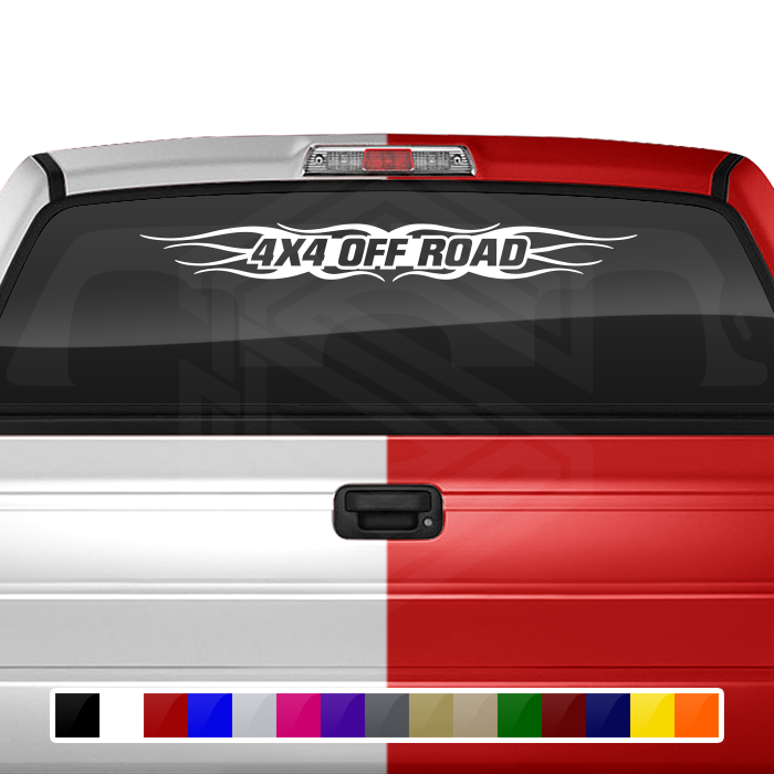 Calcomanía n.° 121 para todoterreno 4x4, para parabrisas y ventana, vinilo gráfico decorativo con diseño de llamas, 36" x 4,25" o más