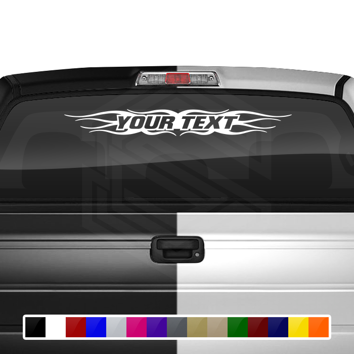 #121 Custom Text Personalized Decal Sticker Windshield Window Vinyl Graphic Banner Decoration Flame Decor Design 36"x4.25"+