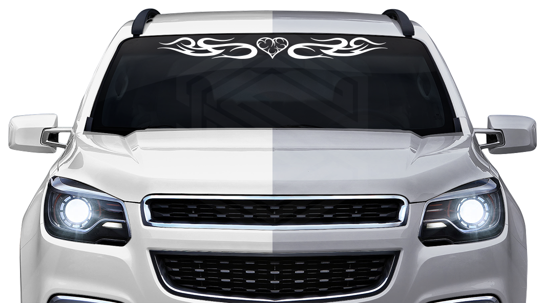 #122 HEART Decal Sticker Windshield Window Vinyl Graphic Banner Decoration Tribal Swirl Design 36"x4.25"+