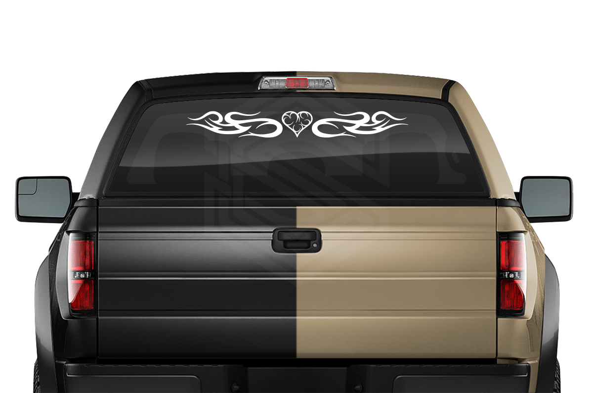 #122 HEART Decal Sticker Windshield Window Vinyl Graphic Banner Decoration Tribal Swirl Design 36"x4.25"+