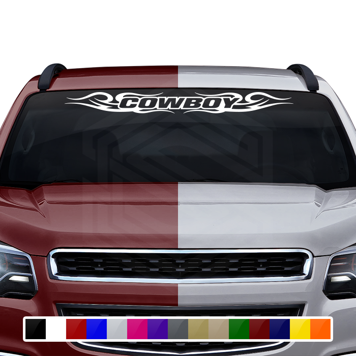 #122 COWBOY Decal Sticker Windshield Window Vinyl Graphic Banner Decoration Tribal Swirl Design 36"x4.25"+