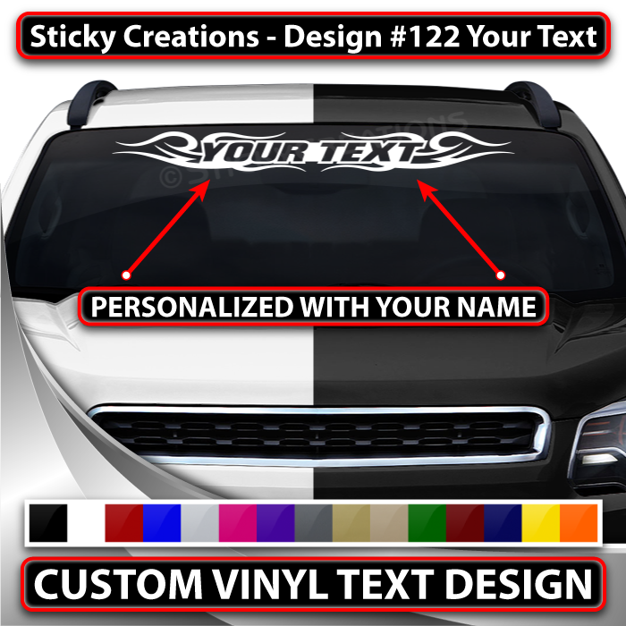 #122 Custom Text Personalized Decal Sticker Windshield Window Vinyl Graphic Banner Decoration Tribal Swirl Design 36"x4.25"+