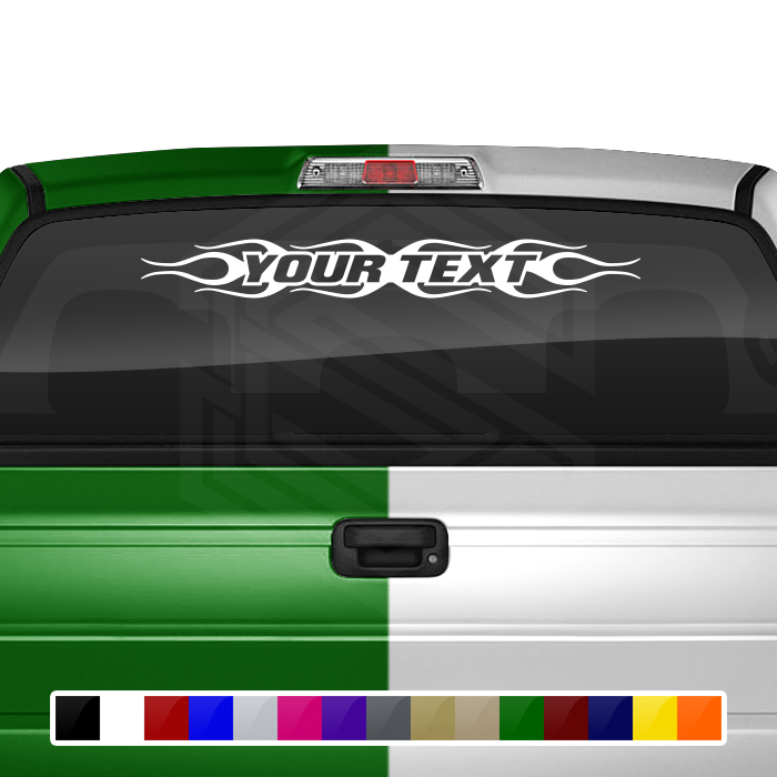 #124 Custom Text Personalized Decal Sticker Windshield Window Vinyl Graphic Banner Decoration Flame Design 36"x4.25"+