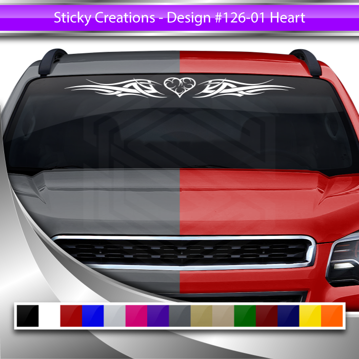 #126 HEART Decal Sticker Windshield Window Vinyl Graphic Banner Decoration Tribal Accent Design 36"x4.25"+
