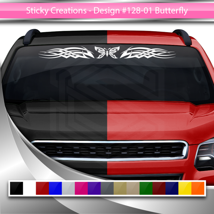 #128 BUTTERFLY Decal Sticker Windshield Window Vinyl Graphic Banner Tribal Celtic Knot Design 36"x4.25"+