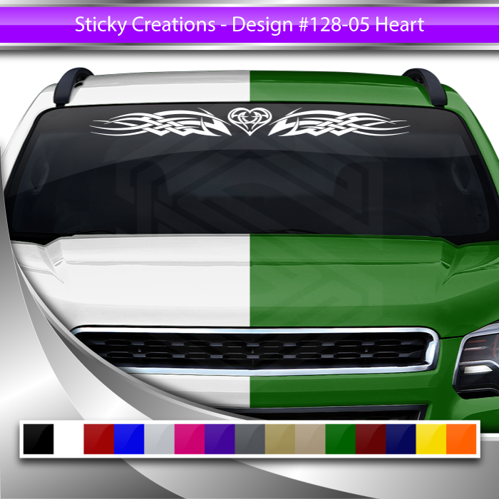#128 HEART Decal Sticker Windshield Window Vinyl Graphic Banner Decoration Tribal Celtic Knot Design 36"x4.25"+