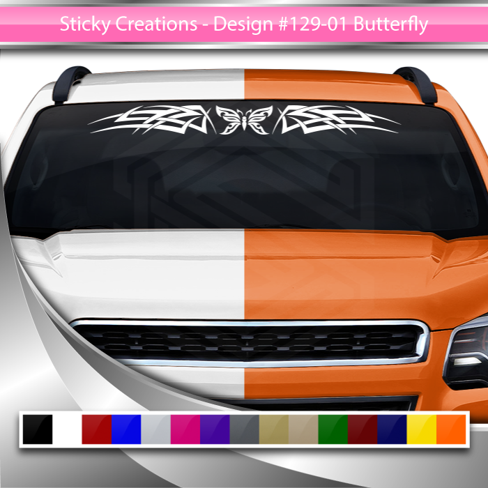 #129 BUTTERFLY Decal Sticker Windshield Window Vinyl Graphic Banner Tribal Accent Design 36"x4.25"+