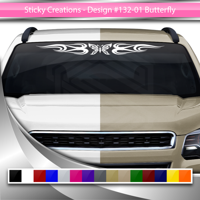 #132 BUTTERFLY Decal Sticker Windshield Window Vinyl Graphic Banner Tribal Swirl Design 36"x4.25"+