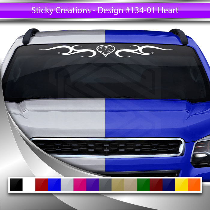 #134 HEART Decal Sticker Windshield Window Vinyl Graphic Banner Decoration Tribal Swirl Design 36"x4.25"+