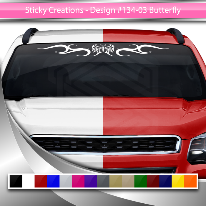 #134 BUTTERFLY Decal Sticker Windshield Window Vinyl Graphic Banner Tribal Swirl Design 36"x4.25"+