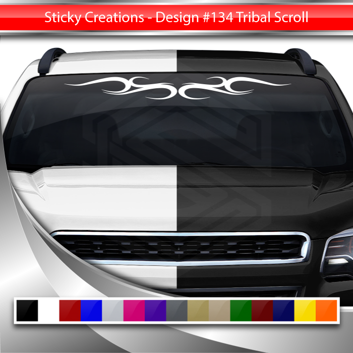 Design #134 Tribal Swirl Curls Decal Sticker Windshield Window Vinyl Graphic Banner Decoration 36"x4.25"+