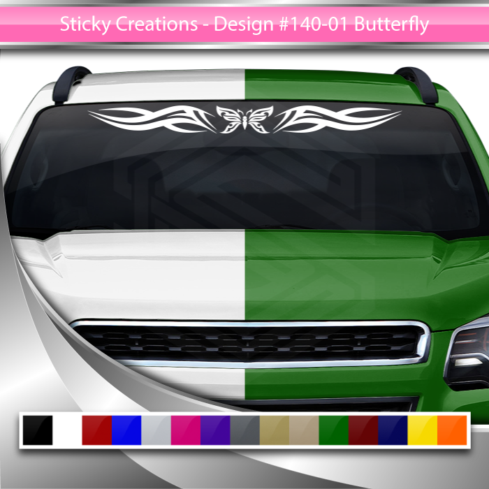 #140 BUTTERFLY Decal Sticker Windshield Window Vinyl Graphic Banner Tribal Accent Design 36"x4.25"+