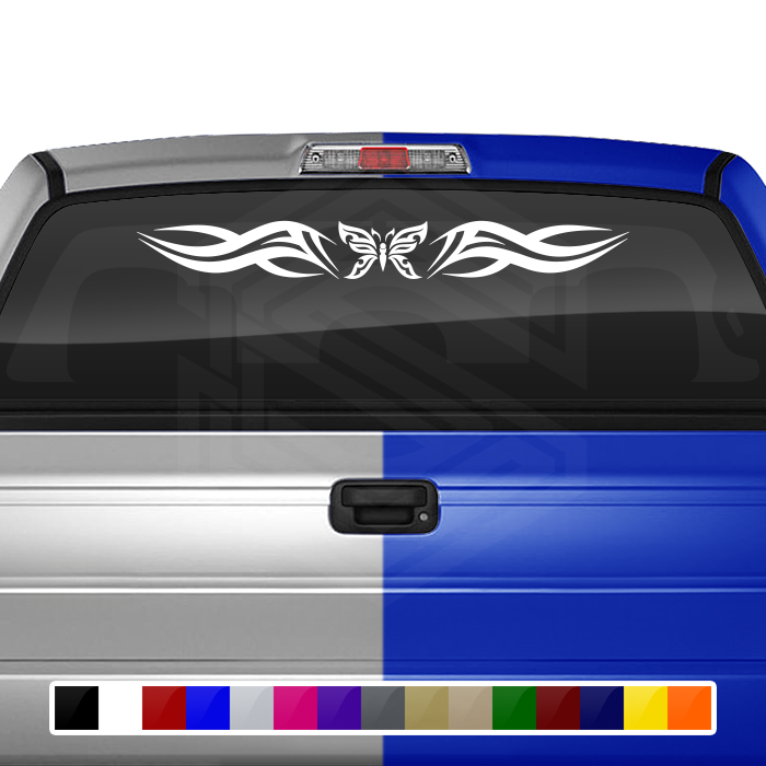 #140 BUTTERFLY Decal Sticker Windshield Window Vinyl Graphic Banner Tribal Accent Design 36"x4.25"+