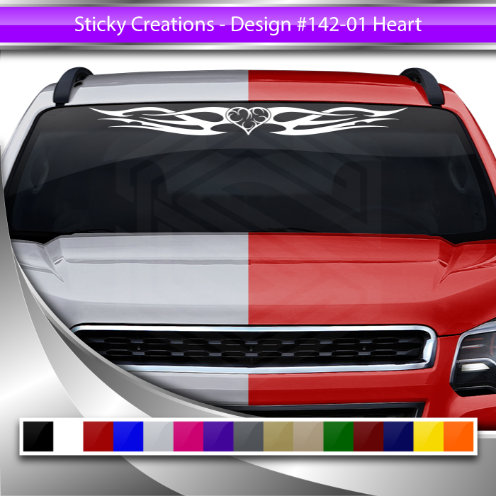 #142 HEART Decal Sticker Windshield Window Vinyl Graphic Banner Decoration Tribal Flame Design 36"x4.25"+