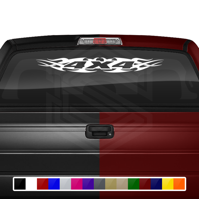 #148 4x4 Decal Sticker Windshield Window Vinyl Graphic Banner Decoration Tribal Flame Design 36"x4.25"+