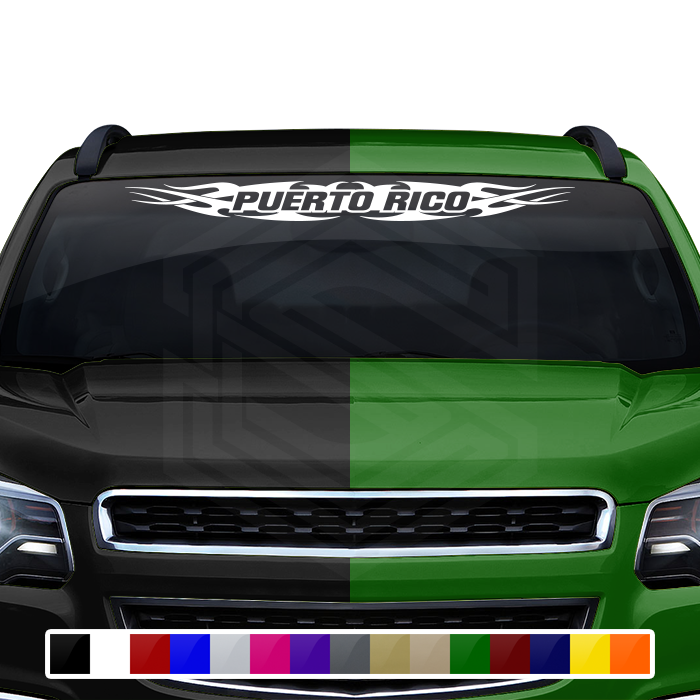 #148 PUERTO RICO Decal Sticker Windshield Window Vinyl Graphic Banner Decoration Tribal Flame Design 36"x4.25"+