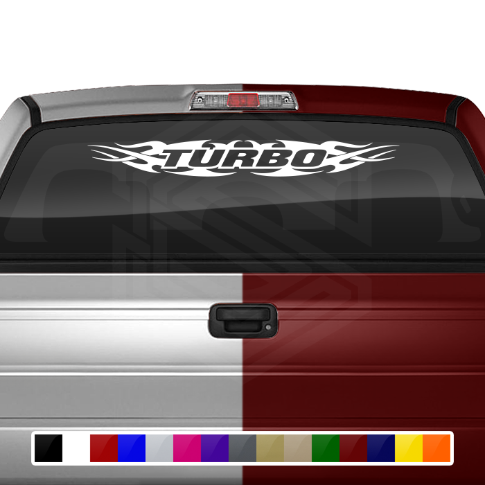 #148 TURBO Decal Sticker Windshield Window Vinyl Graphic Banner Decoration Tribal Flame Design 36"x4.25"+
