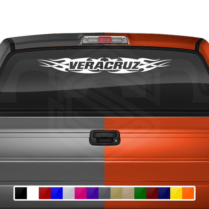 #148 VERACRUZ VER Mexico Decal Sticker Windshield Window Vinyl Graphic Banner Decoration Tribal Flame Design 36"x4.25"+