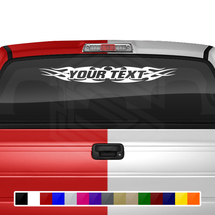 #148 Custom Text Personalized Decal Sticker Windshield Window Vinyl Graphic Banner Decoration Tribal Flame Design 36"x4.25"+