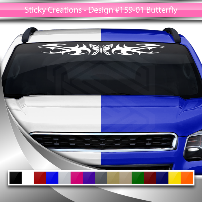 #159 BUTTERFLY Decal Sticker Windshield Window Vinyl Graphic Banner Tribal Flame Design 36"x4.25"+