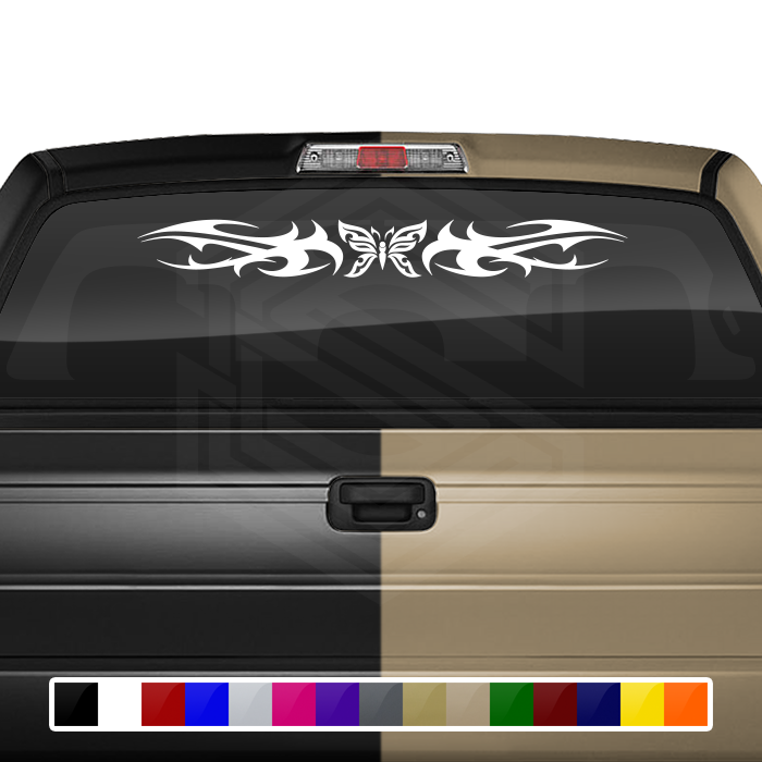 #159 BUTTERFLY Decal Sticker Windshield Window Vinyl Graphic Banner Tribal Flame Design 36"x4.25"+