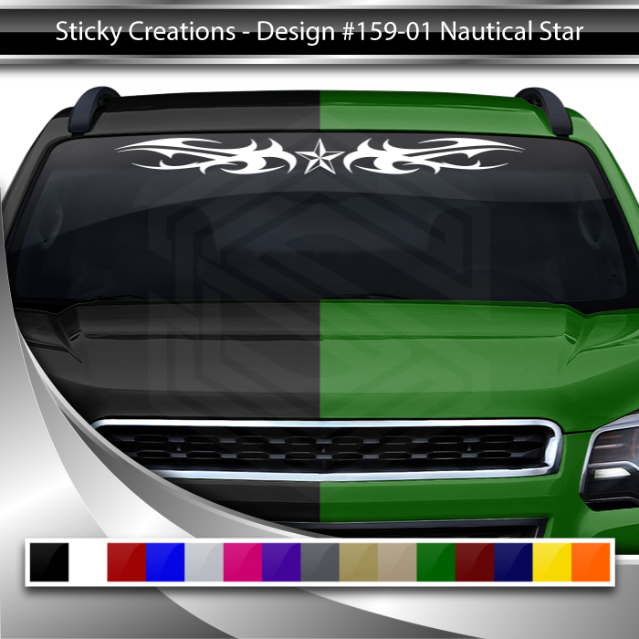 #159 NAUTICAL STAR Decal Sticker Windshield Window Vinyl Graphic Banner Decoration Tribal Flame Design 36"x4.25"+