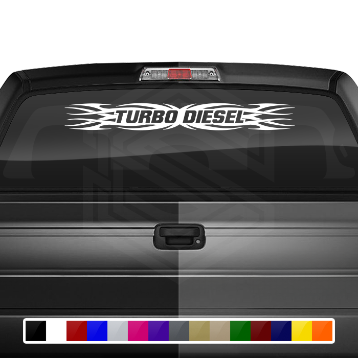 #161 TURBO DIESEL Decal Sticker Windshield Window Vinyl Graphic Banner Decoration Tribal Flame Design 36"x4.25"+