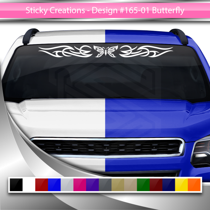 #165 BUTTERFLY Decal Sticker Windshield Window Vinyl Graphic Banner Tribal Scroll Design 36"x4.25"+