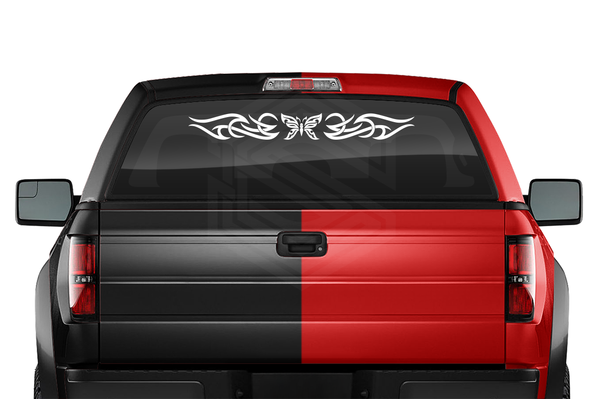 #165 BUTTERFLY Decal Sticker Windshield Window Vinyl Graphic Banner Tribal Scroll Design 36"x4.25"+