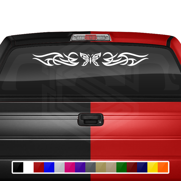 #165 BUTTERFLY Decal Sticker Windshield Window Vinyl Graphic Banner Tribal Scroll Design 36"x4.25"+