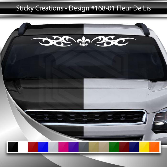 #168 FLEUR DE LIS Decal Sticker Windshield Window Vinyl Graphic Banner Decoration Tribal Scroll Curls Design 36"x4.25"+