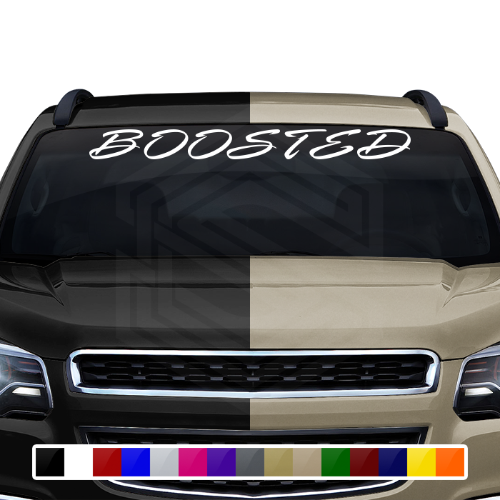BOOSTED Decal Sticker Windshield Window Vinyl Graphic Banner Text Font-Rapier Caps 36"x4.25"+