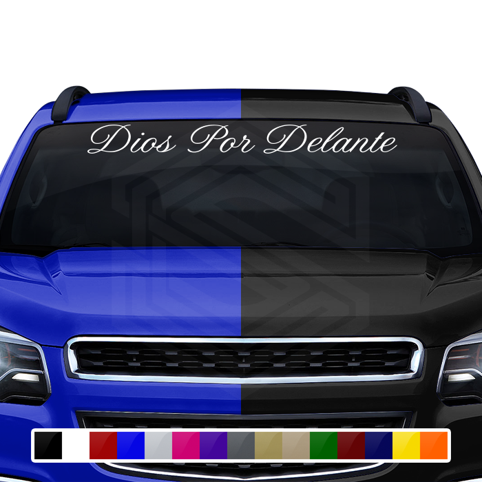 DIOS POR DELANTE Decal Sticker Windshield Window Vinyl Graphic Banner Text Font-Altogscr 36"x4.25"+