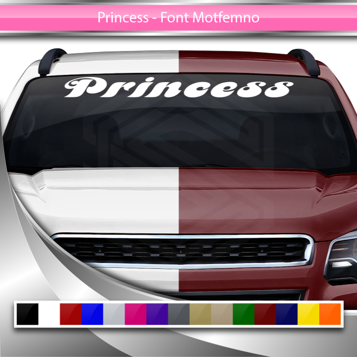 PRINCESS Decal Sticker Windshield Window Vinyl Graphic Banner Text Font-Motfemno 36"x4.25"+