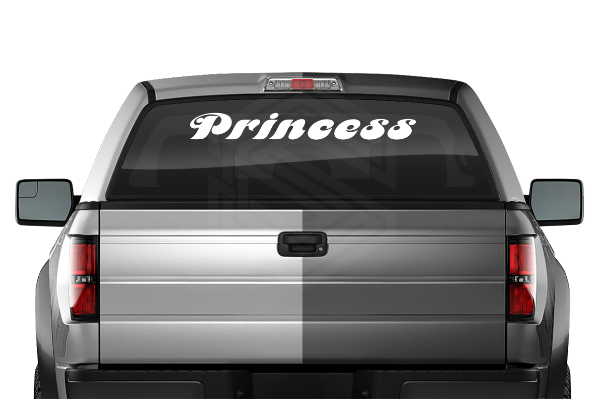 PRINCESS Decal Sticker Windshield Window Vinyl Graphic Banner Text Font-Motfemno 36"x4.25"+