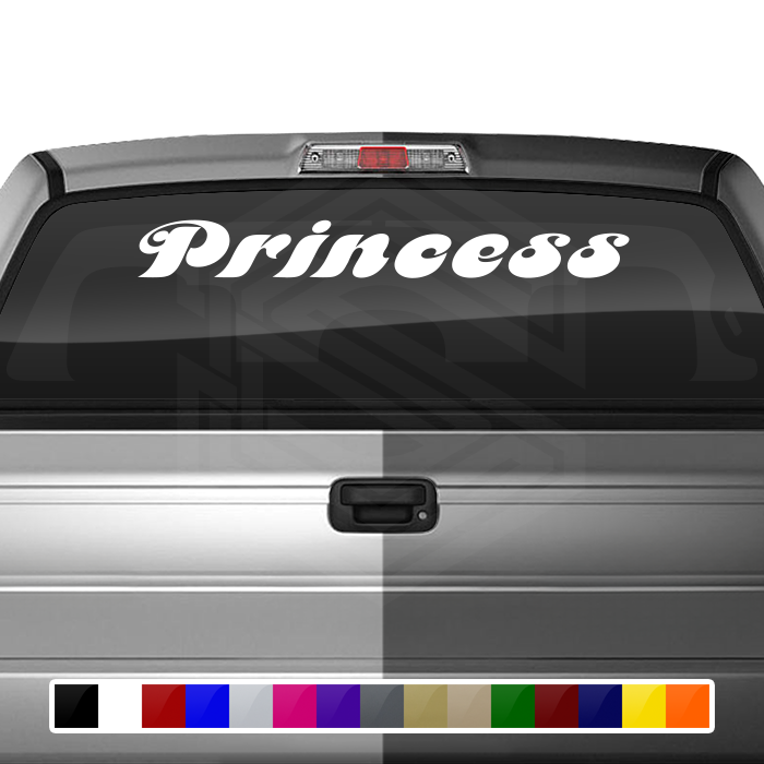 PRINCESS Decal Sticker Windshield Window Vinyl Graphic Banner Text Font-Motfemno 36"x4.25"+