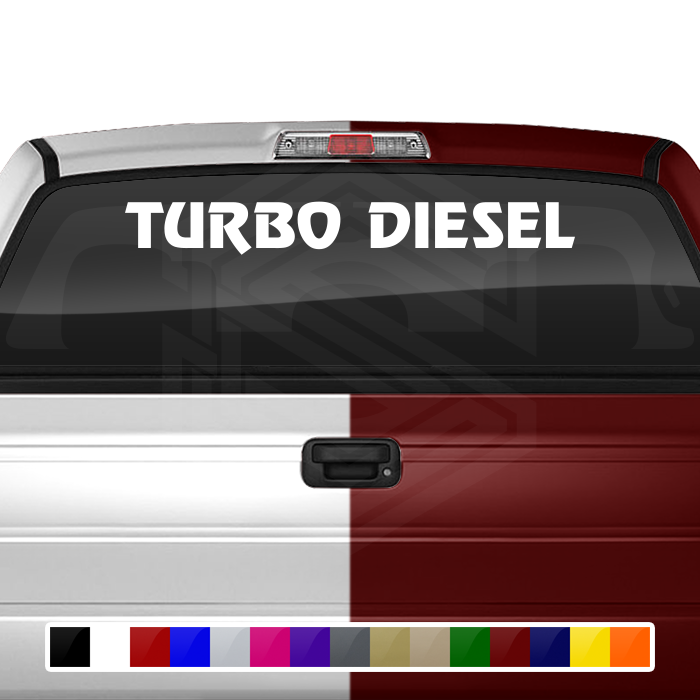 TURBO DIESEL Decal Sticker Windshield Window Vinyl Graphic Banner Text Font-Review Caps 36"x4.25"+