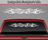 Design #108 Firefighter's Wife - Windshield Window Tribal Flame Vinyl Sticker Decal Graphic Banner 36"x4.25"+